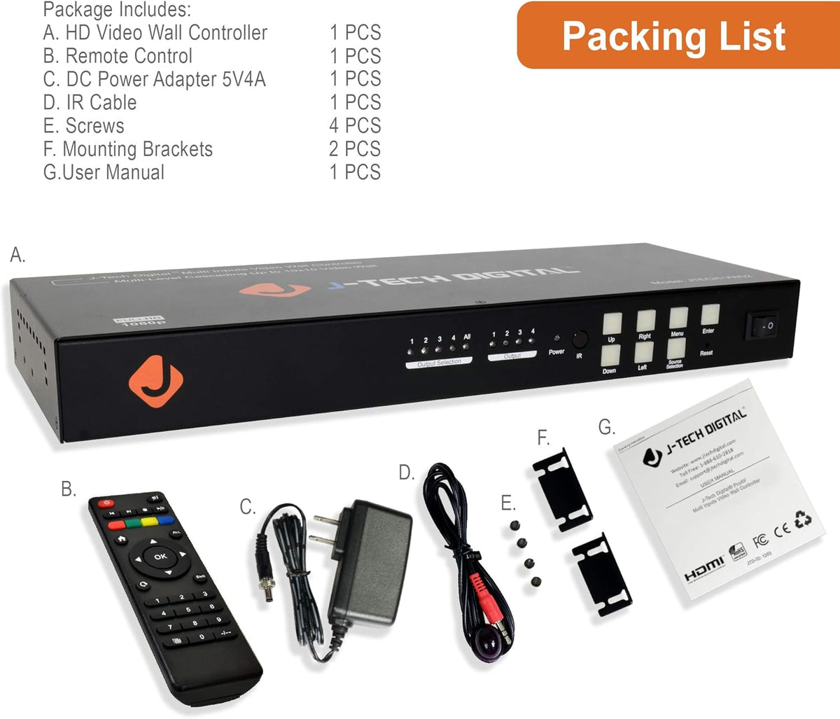 Video Wall Controller 3X3 2X2 1X4 3X1 Multi-Channel HDMI VGA AV USB T364720