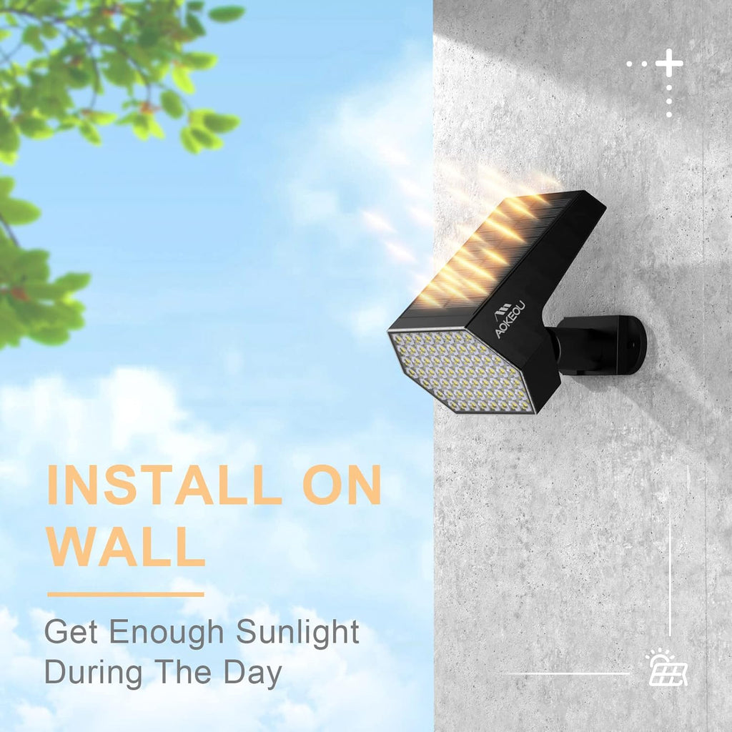 Solar Landscape Spotlights Outdoor, 4 Modes LED Waterproof Wall Light O8448