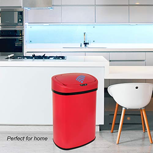 13 Gallon Stainless Steel Automatic Sensor Trash Can with Lid, Black N896