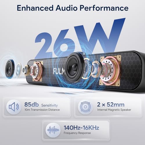 Bluetooth Speaker with 26W HD Sound, Portable Speaker Up to 30H Playtime, AUX&TF-Card&USB Input, LED Lights, Speakers Bluetooth 5.3 Wireless, (Black) Y2422