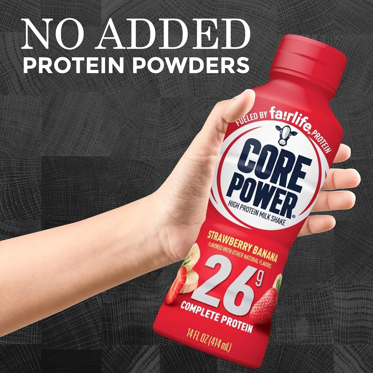 High Protein Shakes 26 Grams 14 Oz. Chocolate Vanilla Strawberry, 6 Pack F608530