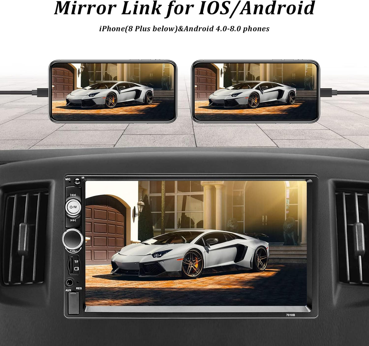 7 Inch Double Din Car Stereo with Bluetooth Touch Screen Car Radio MP5 Player B30608