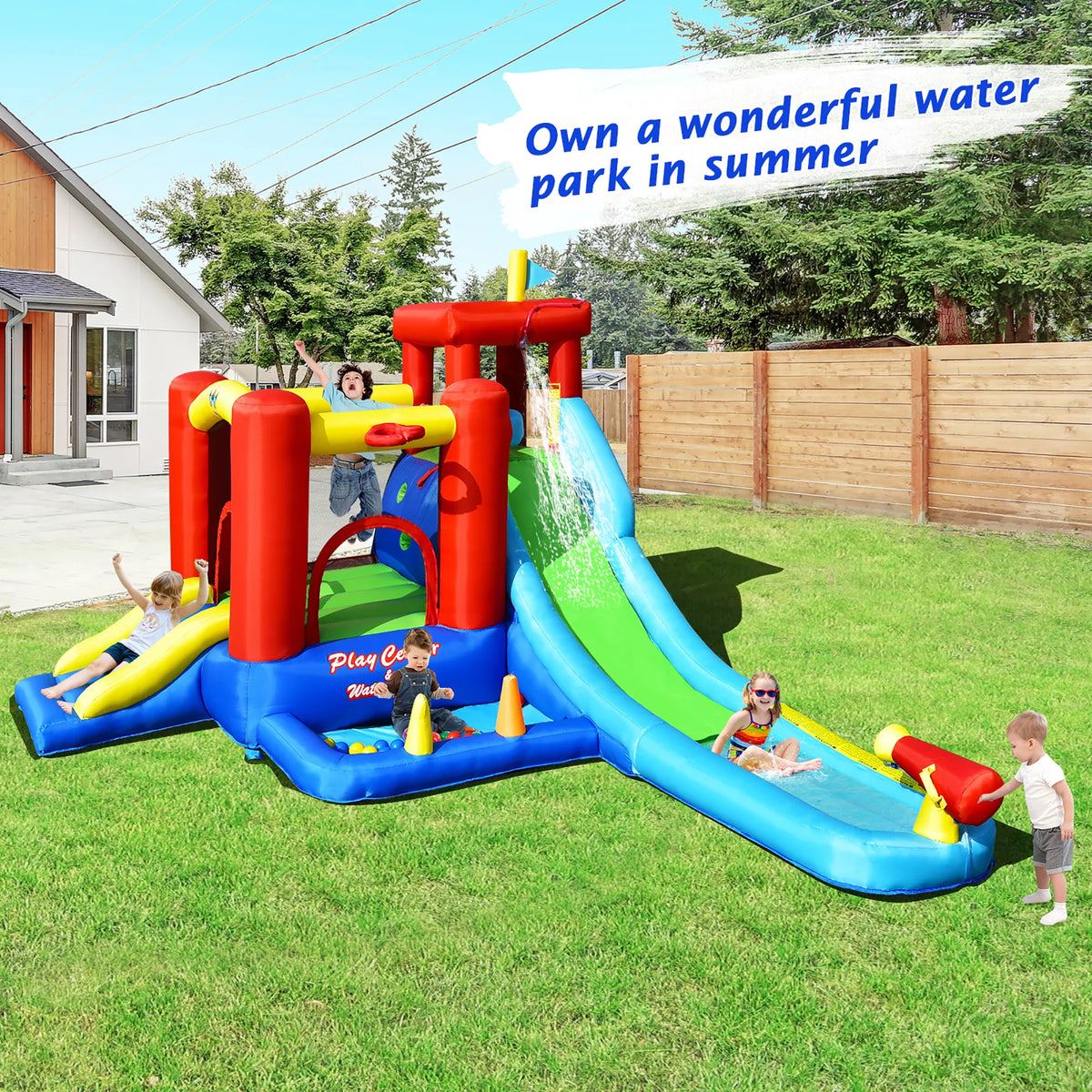 9-in-1 Inflatable Water Slide Bounce Castle Splash Pool K218937
