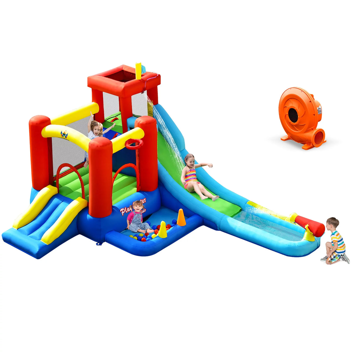 9-in-1 Inflatable Water Slide Bounce Castle Splash Pool K218937