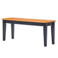 44 Inch Two Tone Dining Bench Tapered Legs Oak Jet Black Wood R341