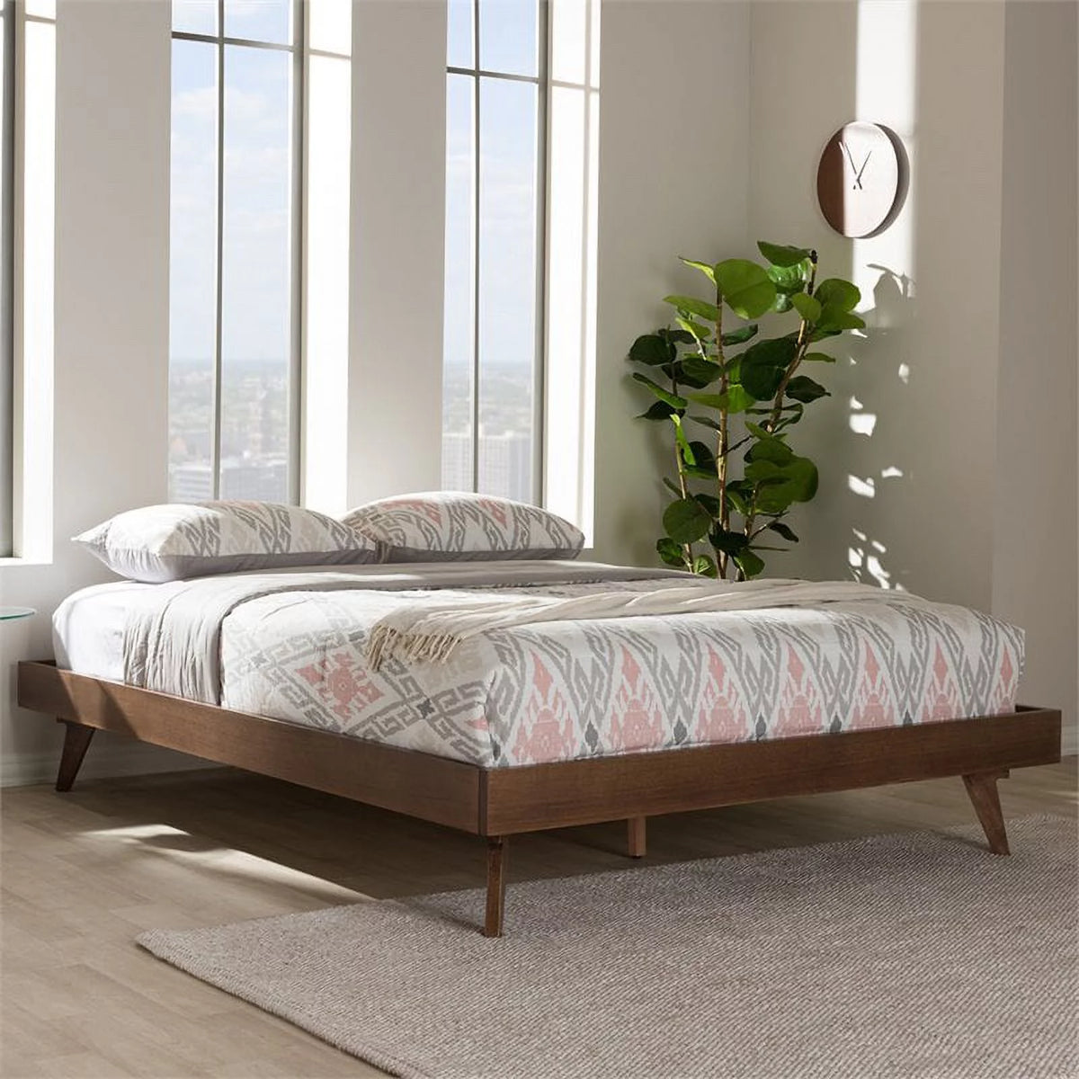 Walnut Brown Solid Wood Bed Frame E42365