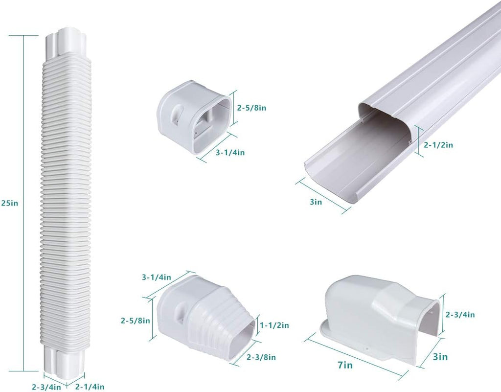 PVC Decorative Air Conditioner Line Set Cover Kit, 3in W, 9ft L, Pack of 2 A420392