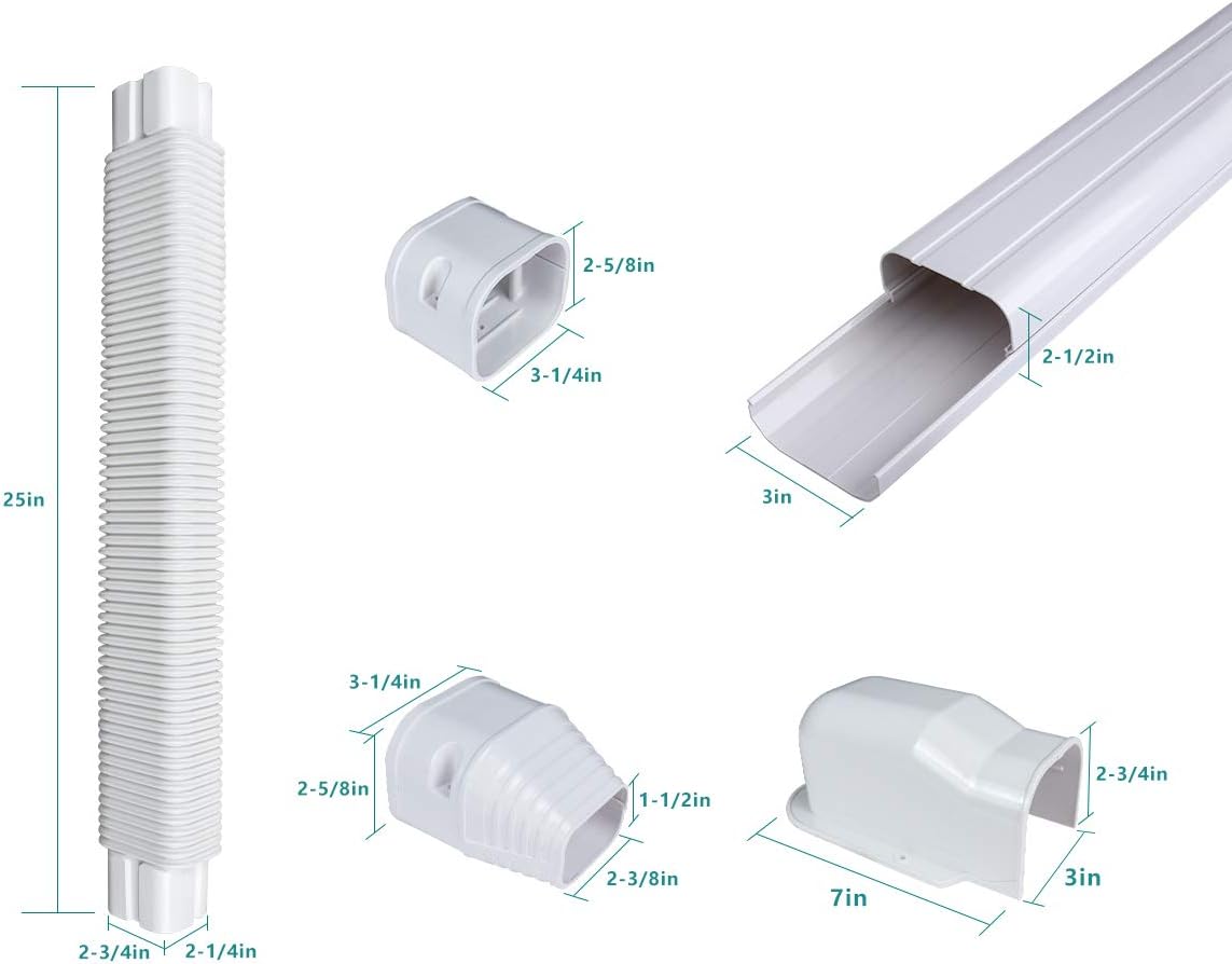PVC Decorative Air Conditioner Line Set Cover Kit, 3in W, 9ft L, Pack of 2 A420392