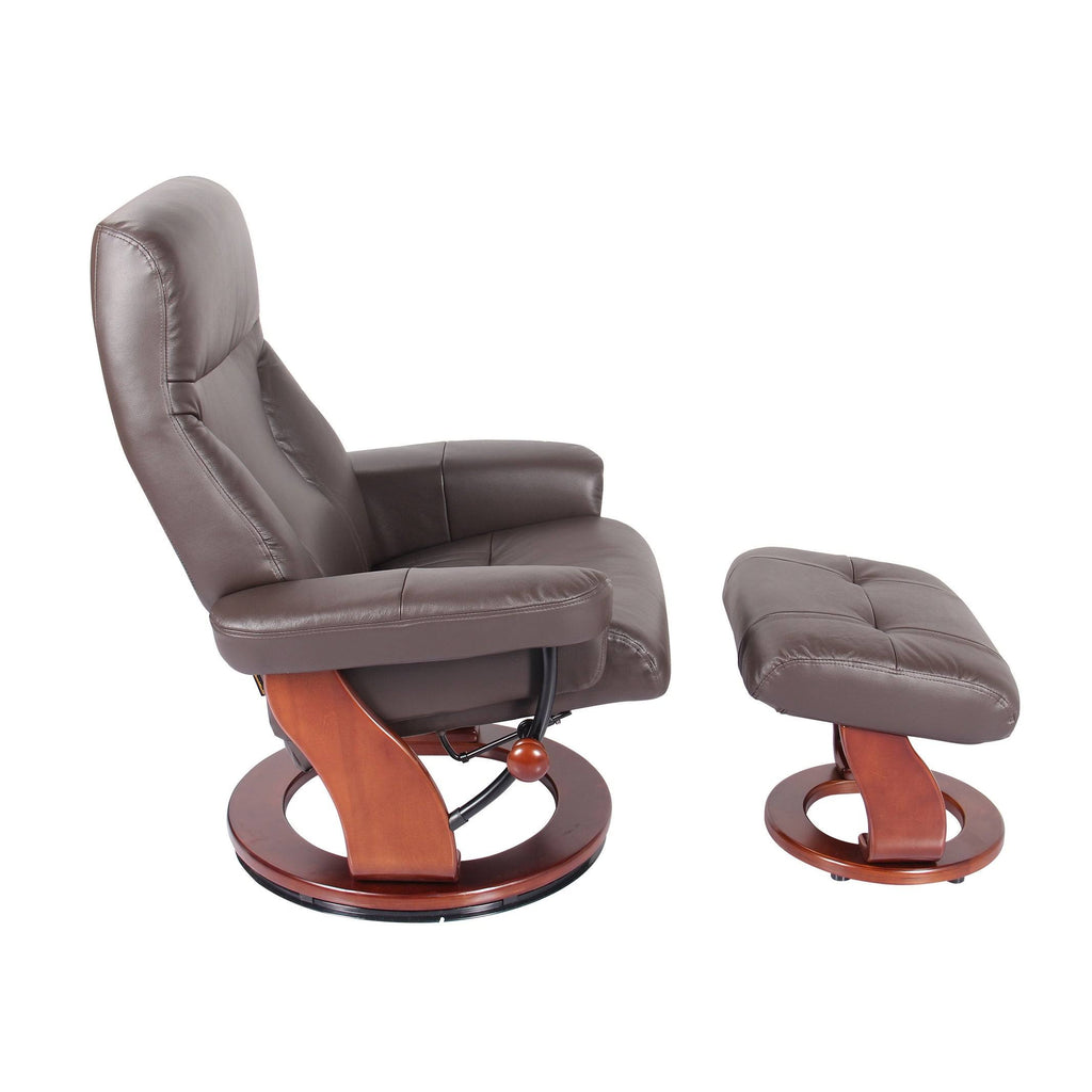Taupe Leather Recliner and Ottoman X6581
