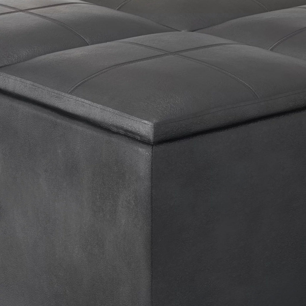 35 inch Square Storage Ottoman Faux Leather V406