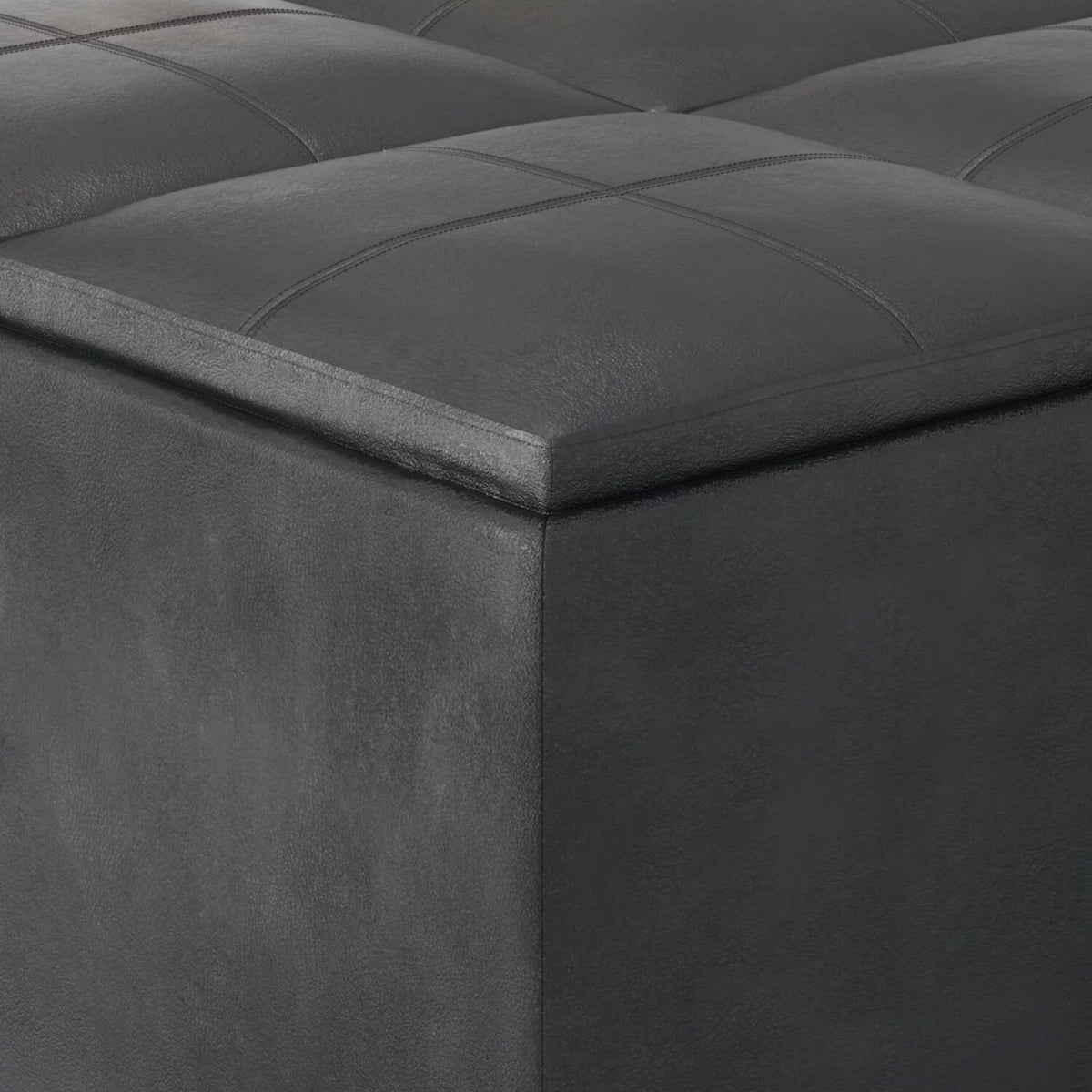 35 inch Square Storage Ottoman Faux Leather V406