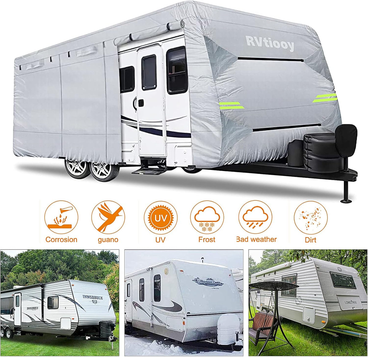 34'1 - 37' Breathable Waterproof RV Cover with Tire Covers Y39104