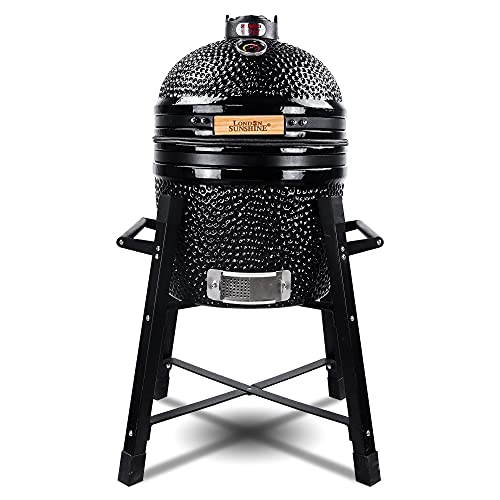 15" Ceramic Charcoal BBQ Grill and Smoker with Stainless Steel Grates V275733