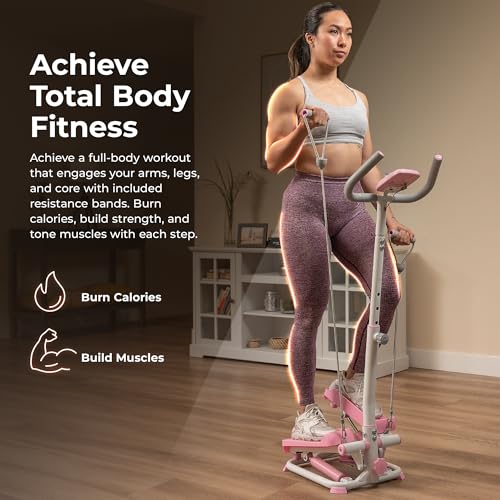 2-in-1 Smart Stepper Machine with Handlebar and Resistance Bands B978911