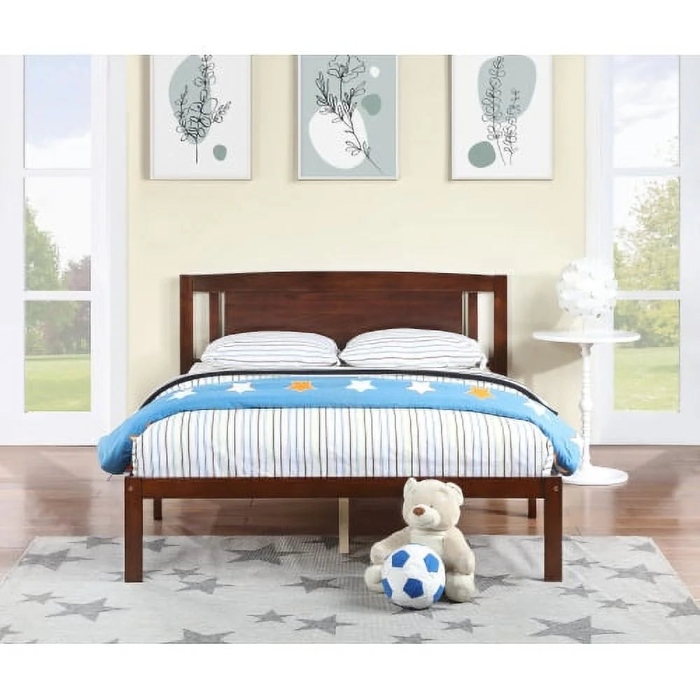 Full Size Wood Platform Bed with Headboard X135