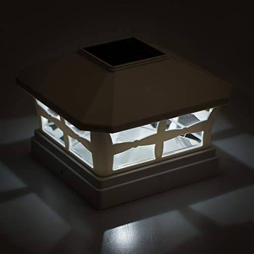 6 Pack White Solar Powered Post Cap Light V28855