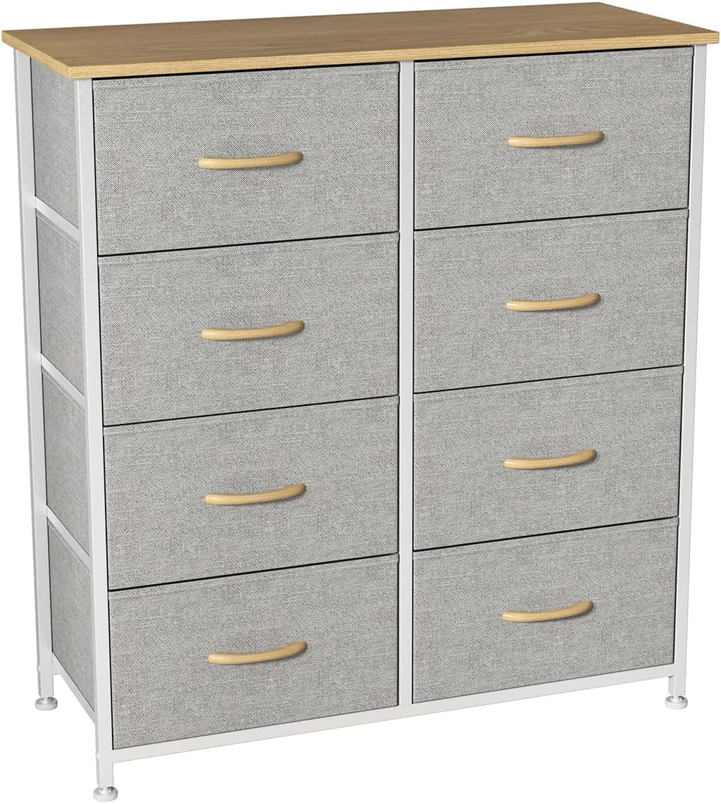 Charcoal Gray/Black 8 Drawer Fabric Dresser Y20114