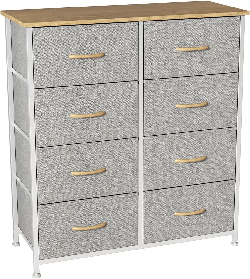 Charcoal Gray/Black 8 Drawer Fabric Dresser Y20114