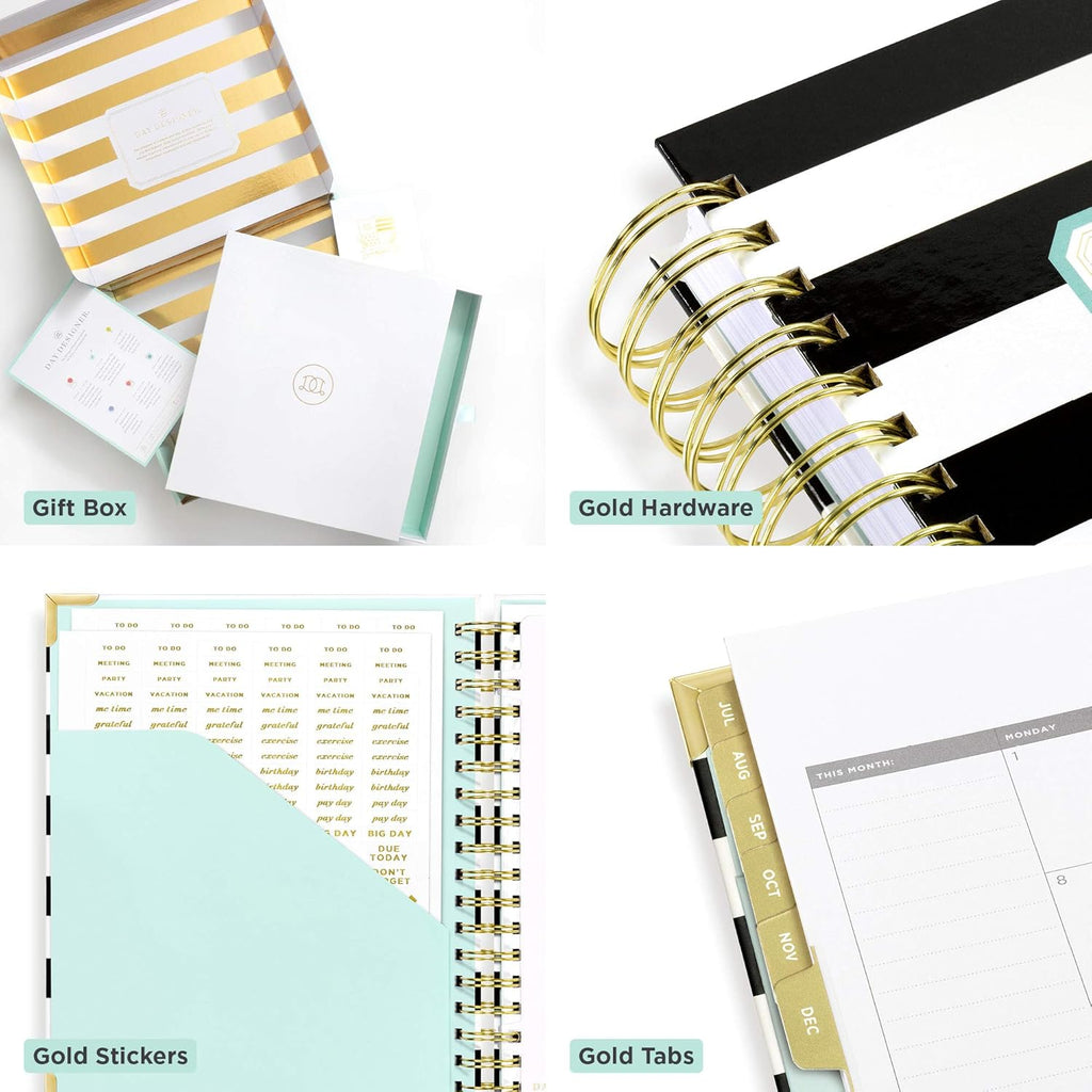 Black Stripe Spiral Bound Daily Planner Y788