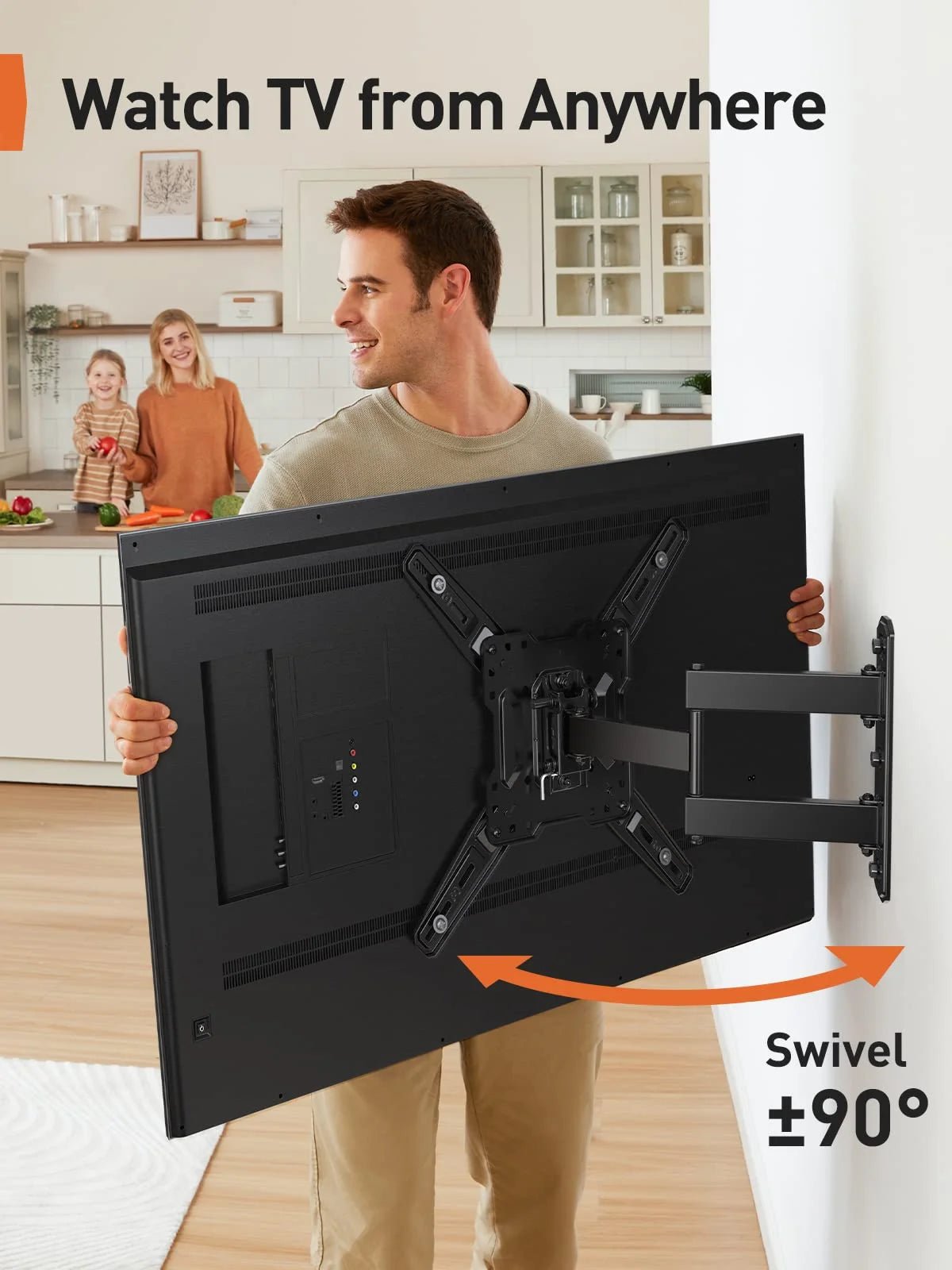 Full Motion TV Wall Mount for 26-60 inch LED LCD Flat Curved Screen TVs, Max 400x400mm, up to 82 lbs L73194
