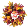 24" Fall Wreath with Pumpkins, Maple Leaves & Timer LED Lights O472