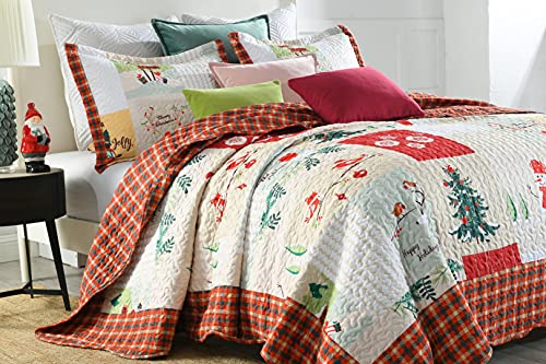 White Queen Christmas Quilt Bedspread Set P1871