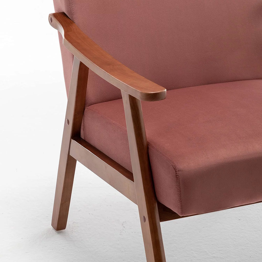 Light Camel Microfiber Accent Chair with Solid Wood Frame A692