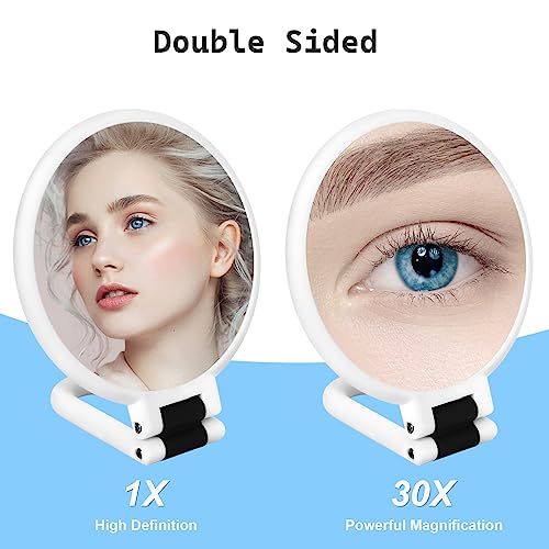 30x Magnifying Black Hand Mirror W7586