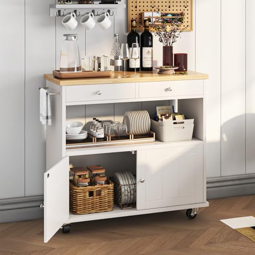 Black Rolling Kitchen Island with Storage Cabinet C6950