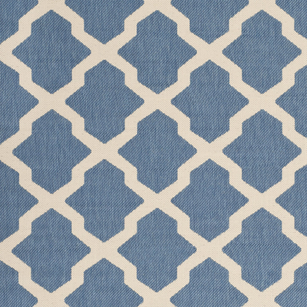 Blue Beige Quatrefoil Indoor/Outdoor Area Rug K13729