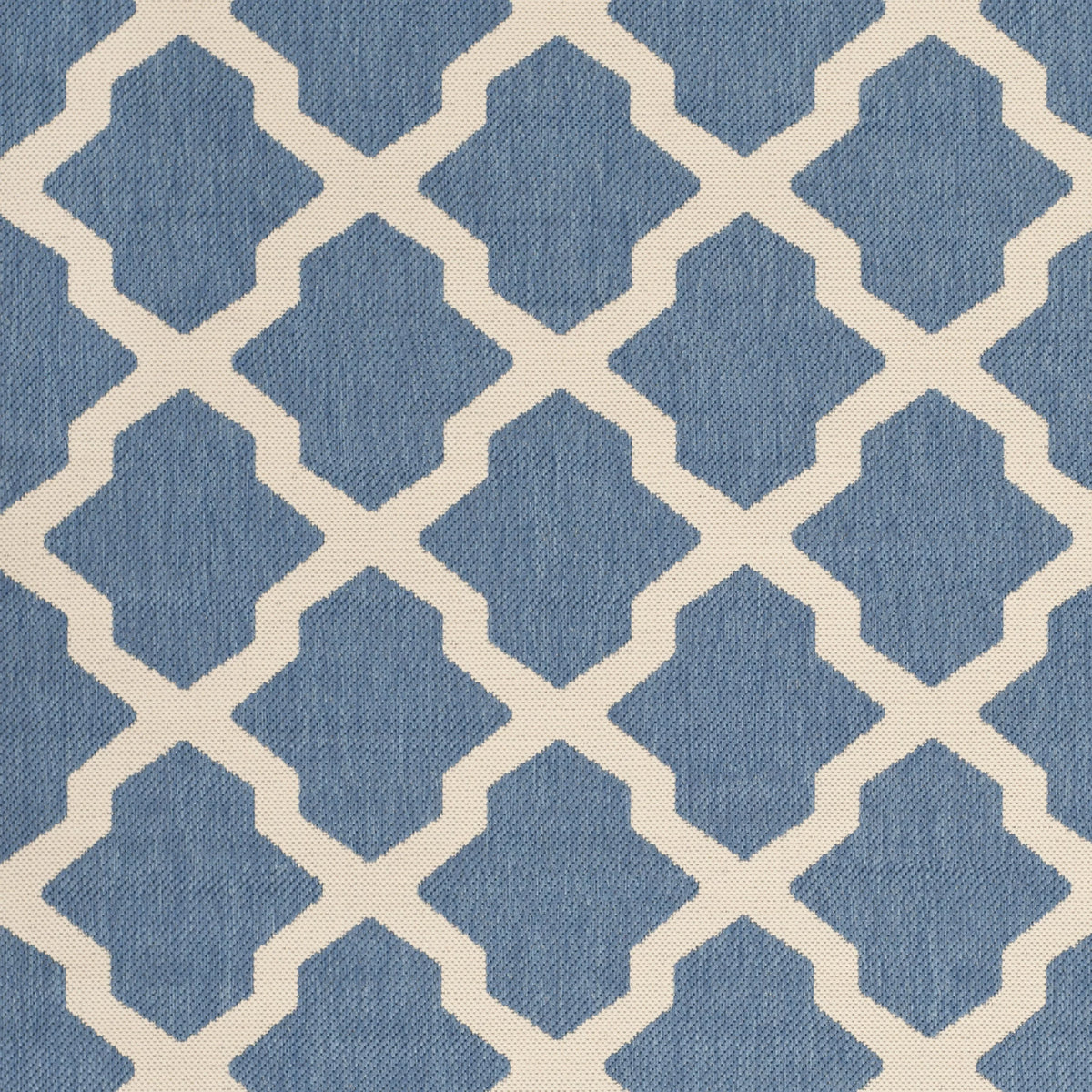 Blue Beige Quatrefoil Indoor/Outdoor Area Rug K13729