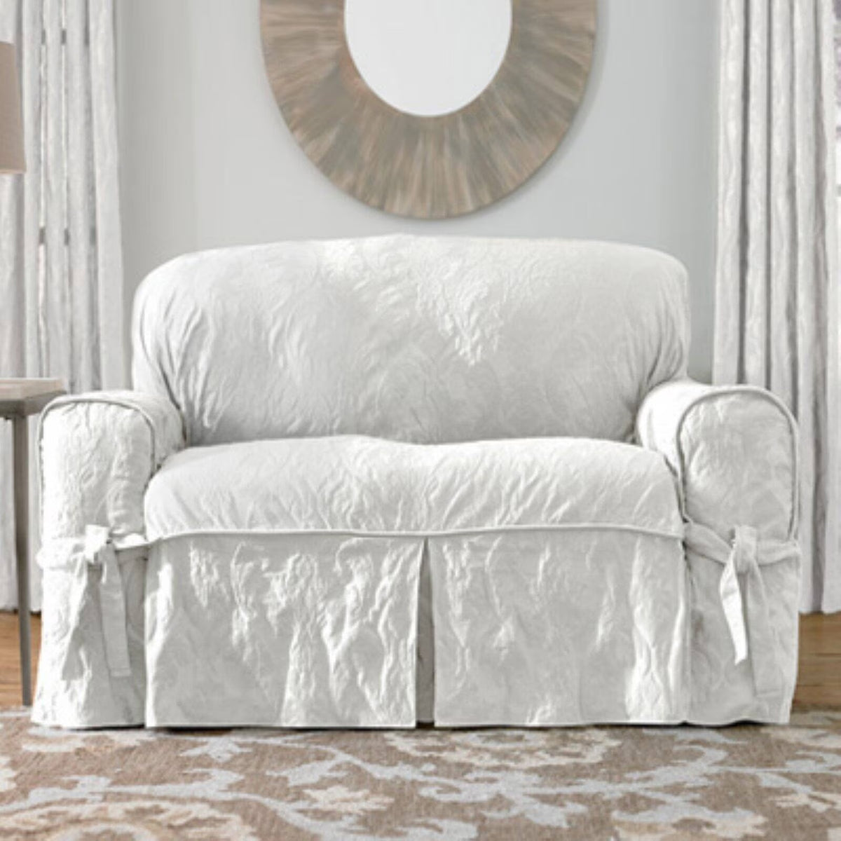 Matelasse Damask Loveseat Cover X372422
