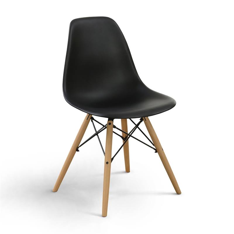 Black Plastic Dining Side Chair Set of 2 O66199