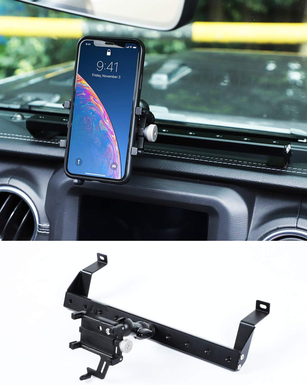 Black Metal Phone Holder for Jeep Wrangler JL & Gladiator JT W32654