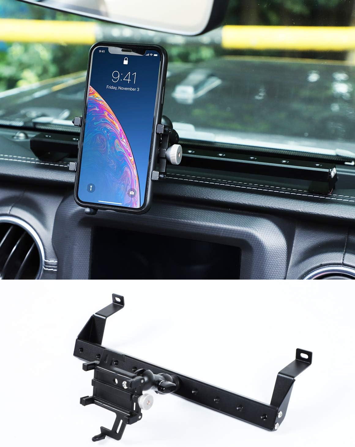 Black Metal Phone Holder for Jeep Wrangler JL & Gladiator JT W32654