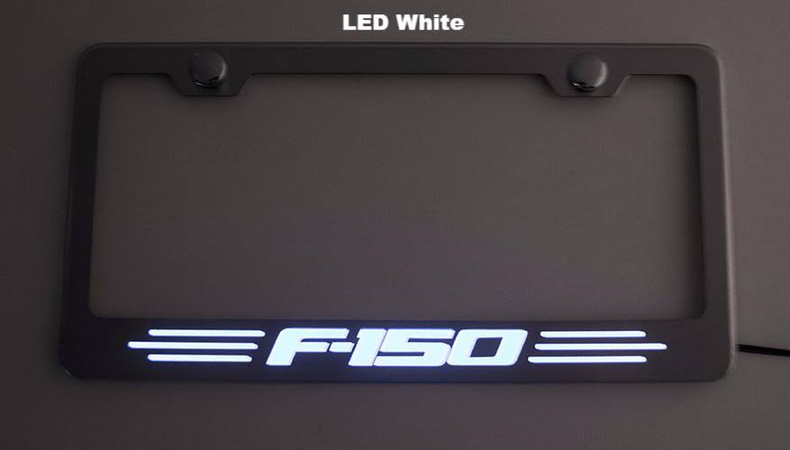 Stainless Steel License Plate Frame with Red Accents F579