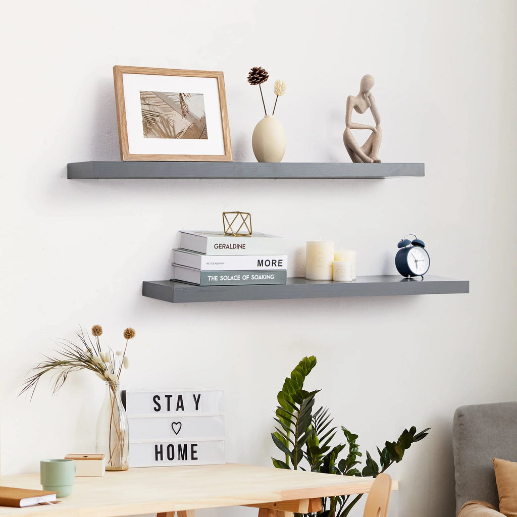 36 Inch Solid Wood Wall Shelves Set of 2 N38833