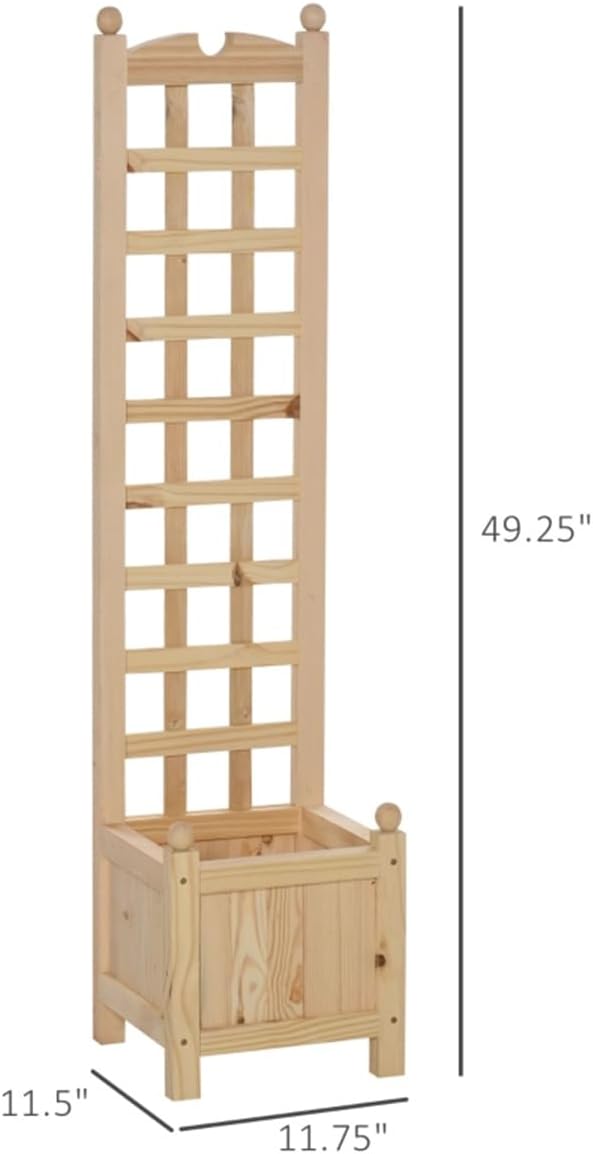 Raised Garden Bed Wood Planter with Trellis J78138