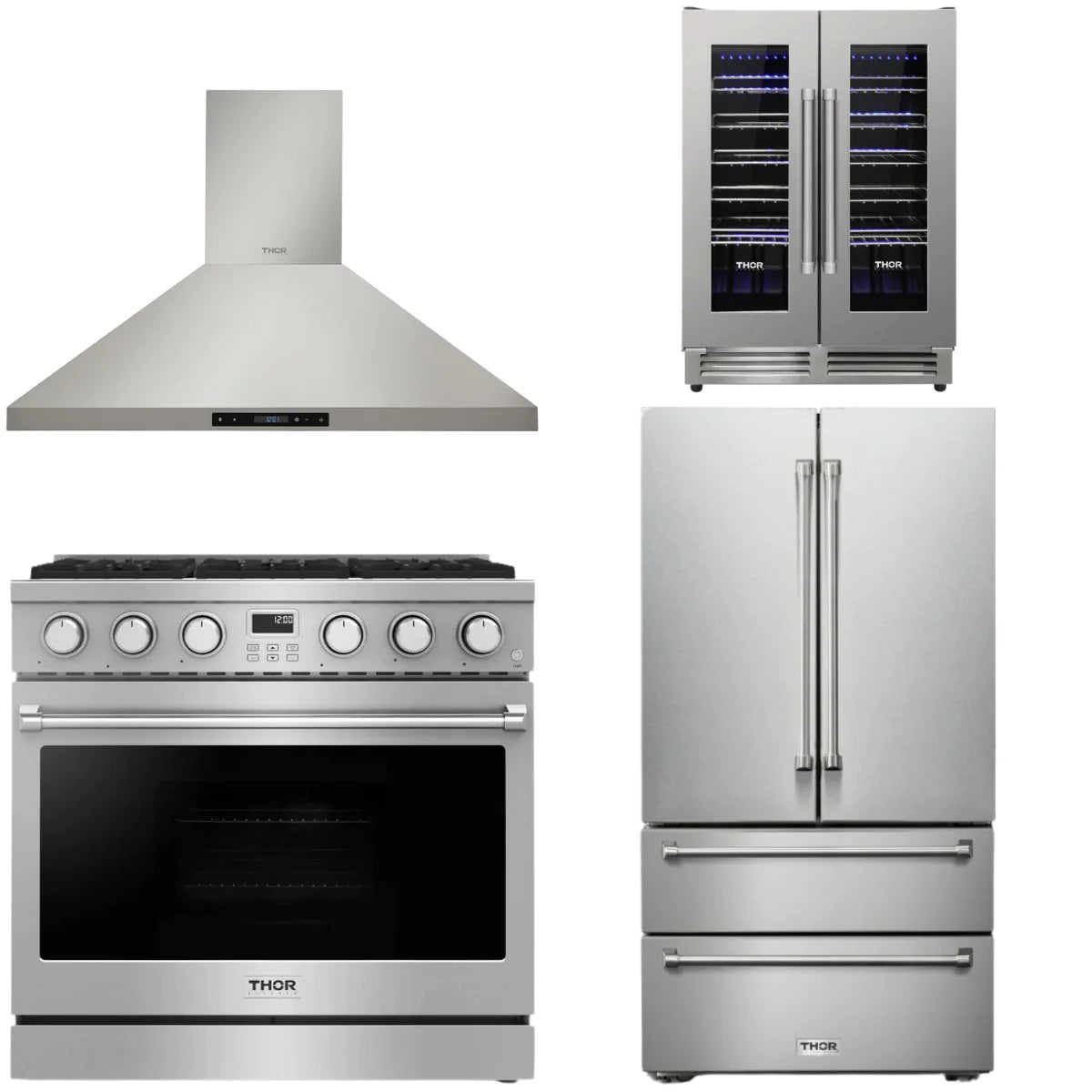 36 Gas Range, Range Hood, Refrigerator and Wine Cooler M3771