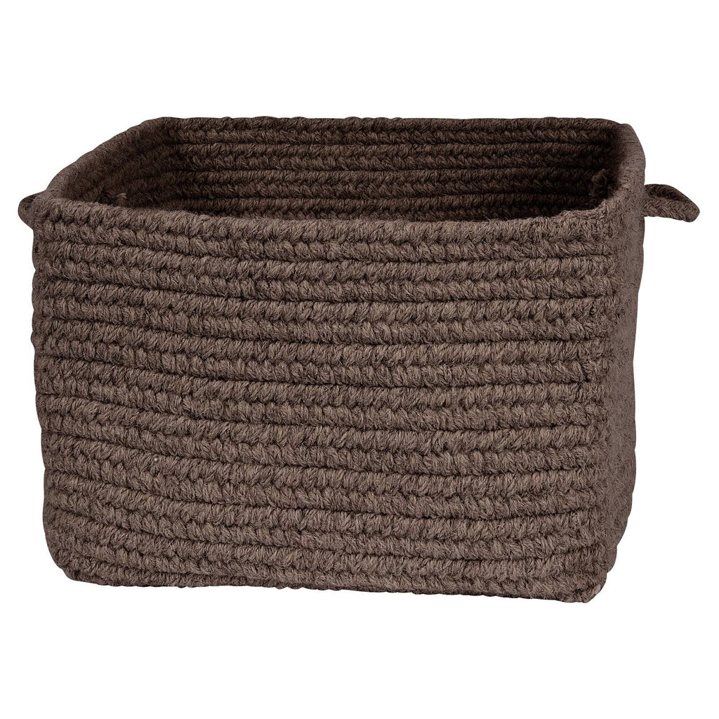 Chunky Natural Wool Dark Brown Square Basket L96056