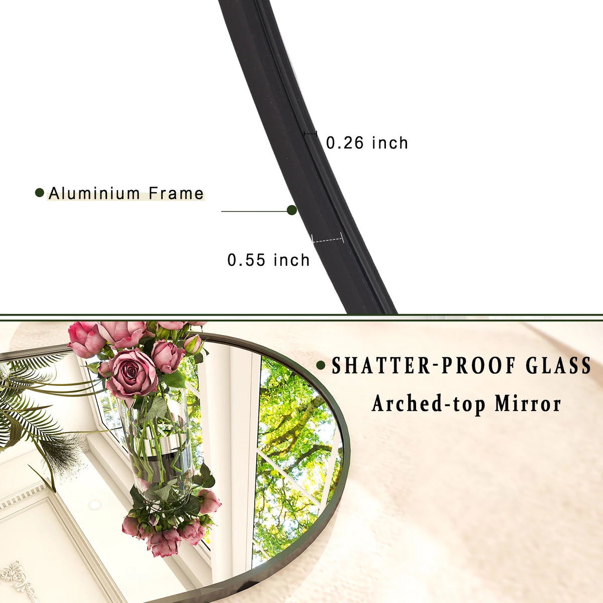 Black Arched Full Length Floor Mirror Z8368
