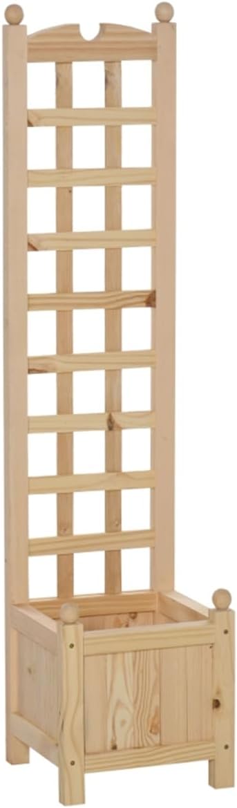 Raised Garden Bed Wood Planter with Trellis J78138