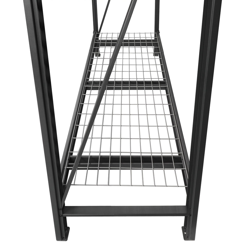 Black Steel 3-Tier Storage Shelf Unit 72-Inch-H x 77-Inch-W x 24-Inch-D I767