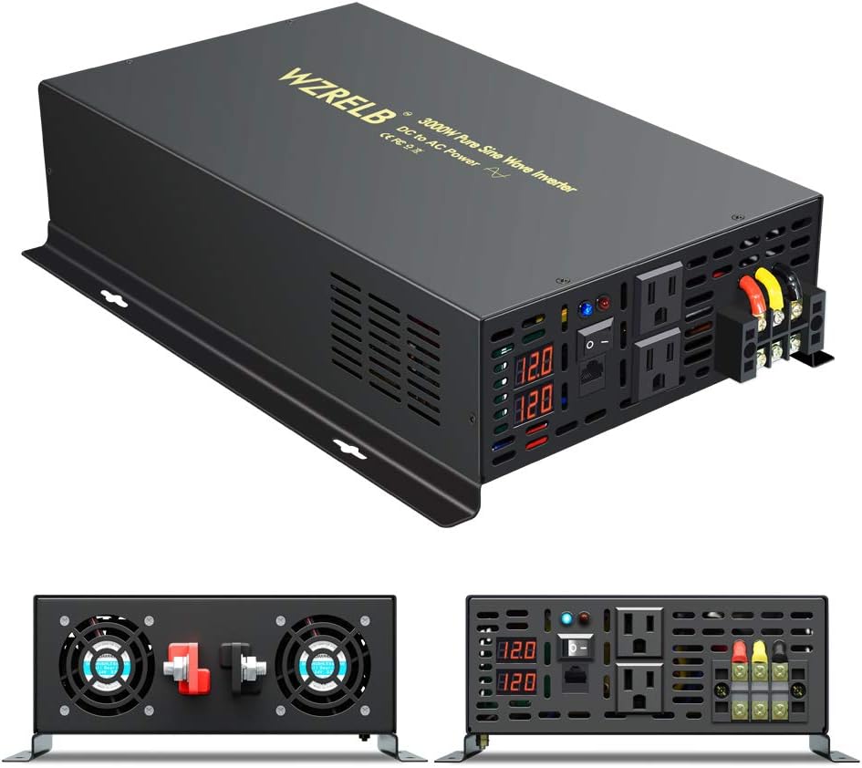 3000 Watt 12V DC Pure Sine Wave Power Inverter with Remote Control Switch E542