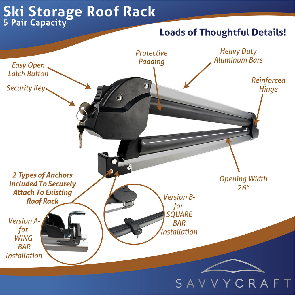 2PCS Universal Car Ski Snowboard Roof Racks Mount Y17517