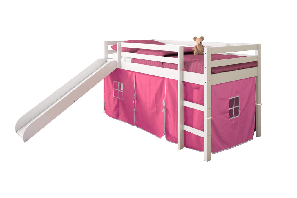 Twin Loft Bed with Pink Tent and Slide W599570