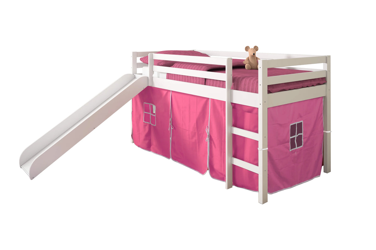 Twin Loft Bed with Pink Tent and Slide W599570