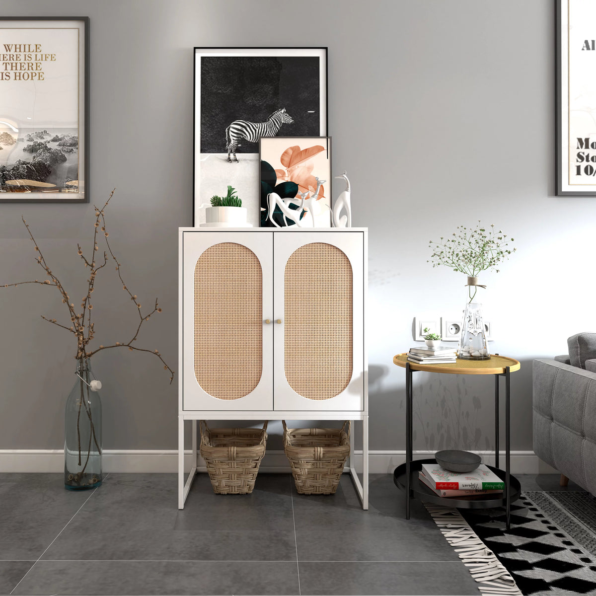 Natural Rattan 2 Door Free Standing Cabinet P16128