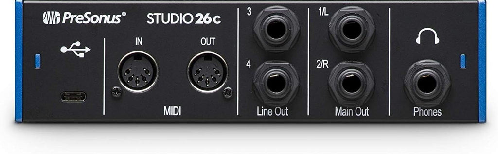 2x4 USB Audio/MIDI Interface with Studio One 5 Artist Software Pack with CR3-X Pair Studio Monitors and 1/4” Instrument Cables Q274