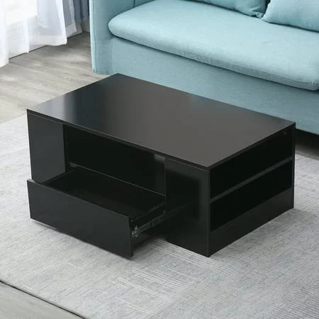Black Tea Table with 2 Drawers O9807